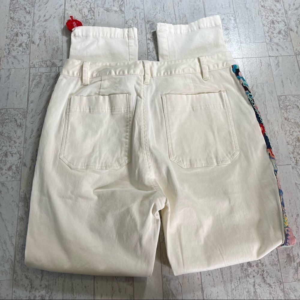 Johnny Was White Patchwork Twill Pants Jeans Size… - image 12
